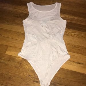 White sheer cut out bodysuit